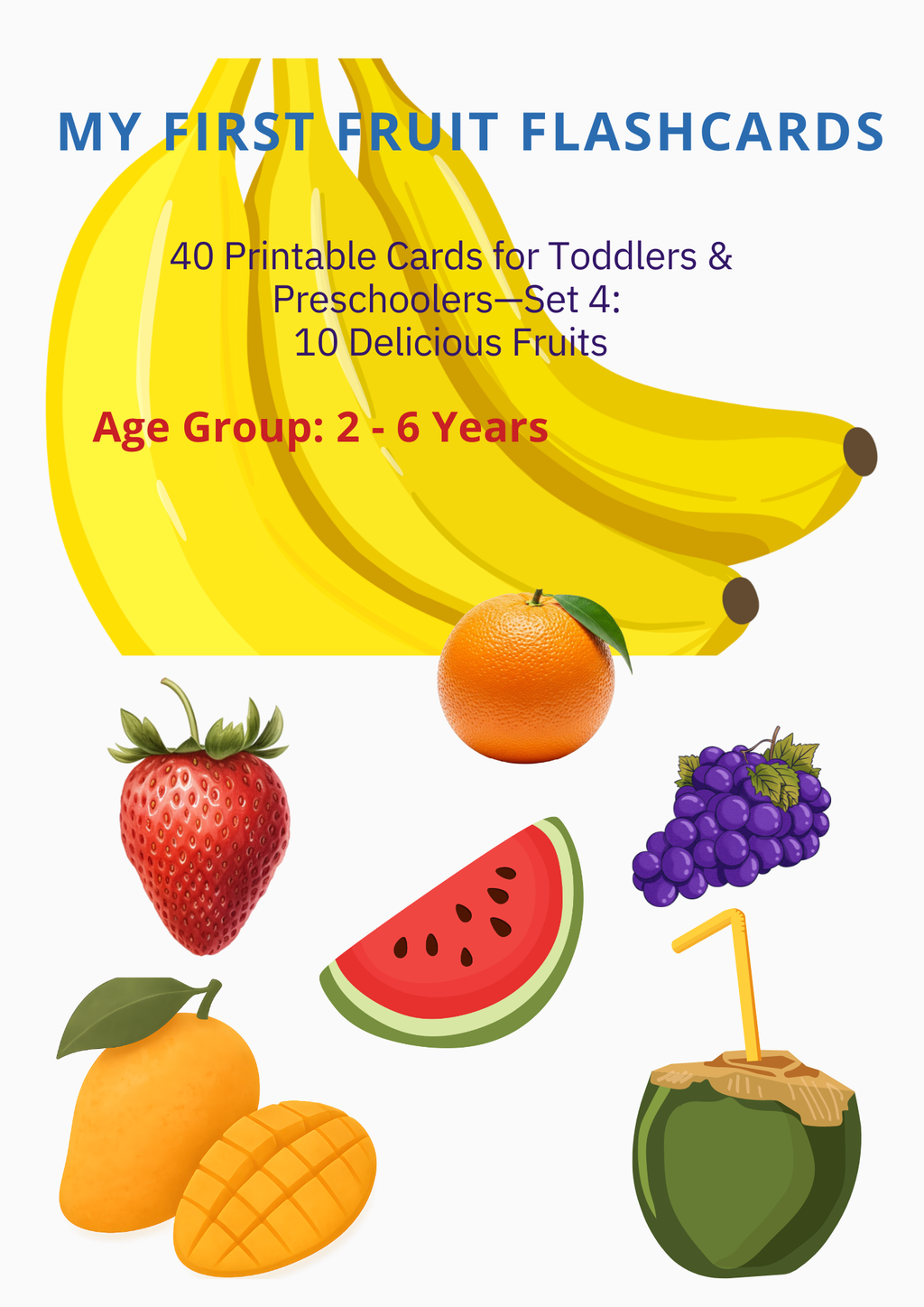 Toddler Learning Flashcards Bundle — Animals, Fruits, ABC, 123 & Numbers (4 Printable Sets)